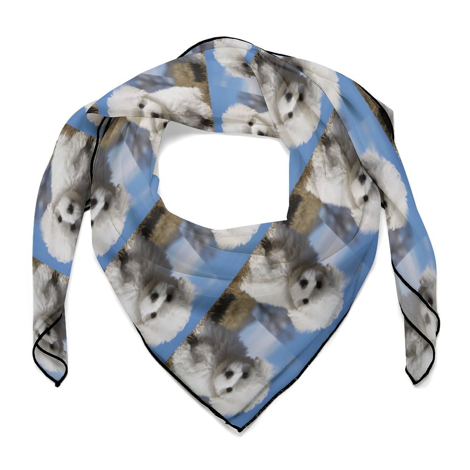 Yjwando Women's Silk Scarves Multipurpose Silk Scarf, Bichon Frise Dog Print Portable Silk Scarf Decorative Scarf For Stylish Head, Neck, Or Bag Accessory, One Size