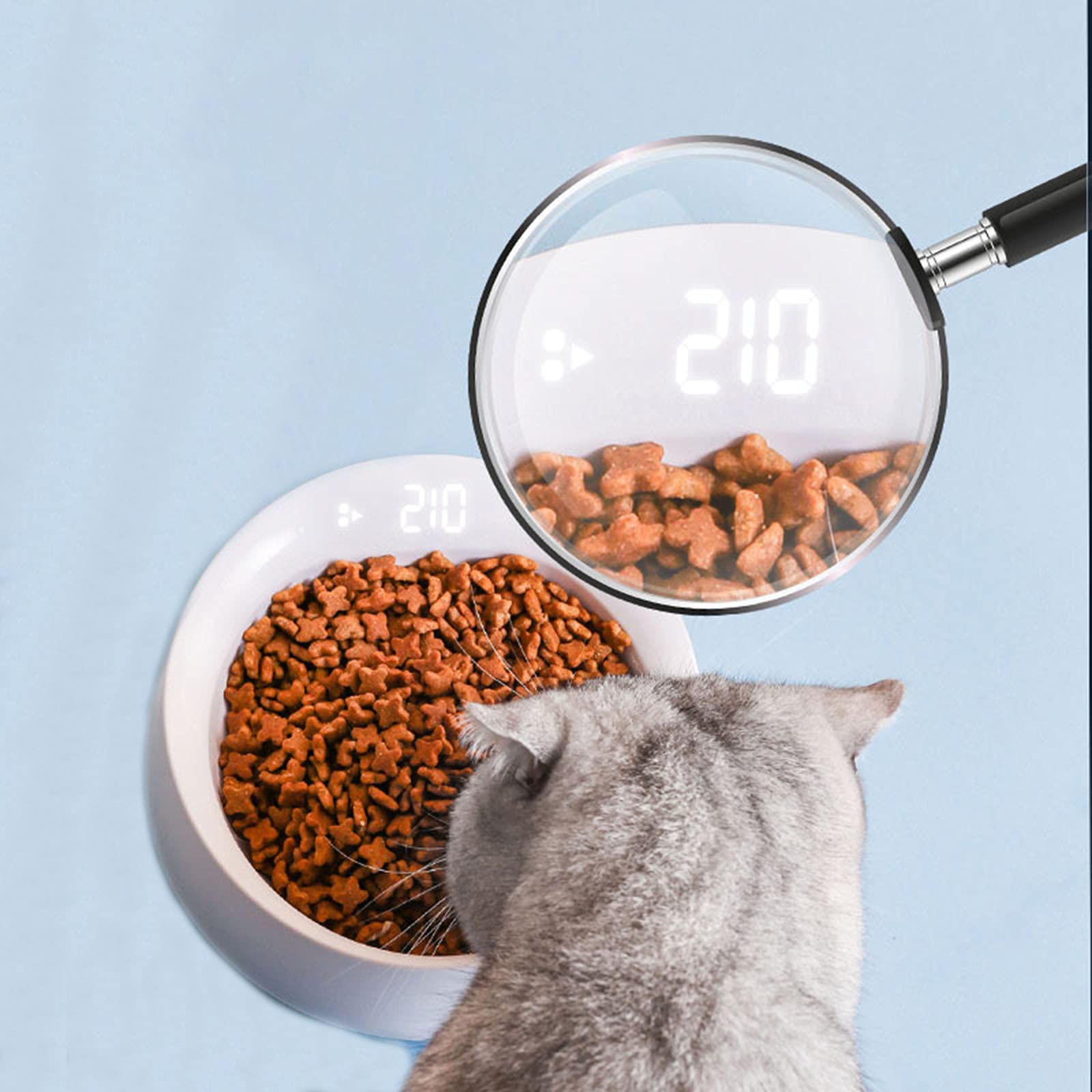 Gamelle pour Chat,Pesage des Aliments Bol Chat,Fond en Caoutchouc Antidérapant Chat Accessoire Gamelle Anti Debordement Écran avec LCD