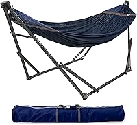 Vista 19 de Tranquillo Soporte de hamaca plegable, hamaca plegable para acampar y soporte, soporte de hamaca doble de capacidad de 600 libras para 2 personas