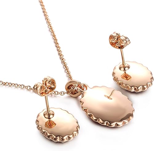 Miniatura 6 de Yoursfs - Juego de joyas de oro rojo para mujer chapado en oro de 18 quilates collar de rubí y pendientes vintage