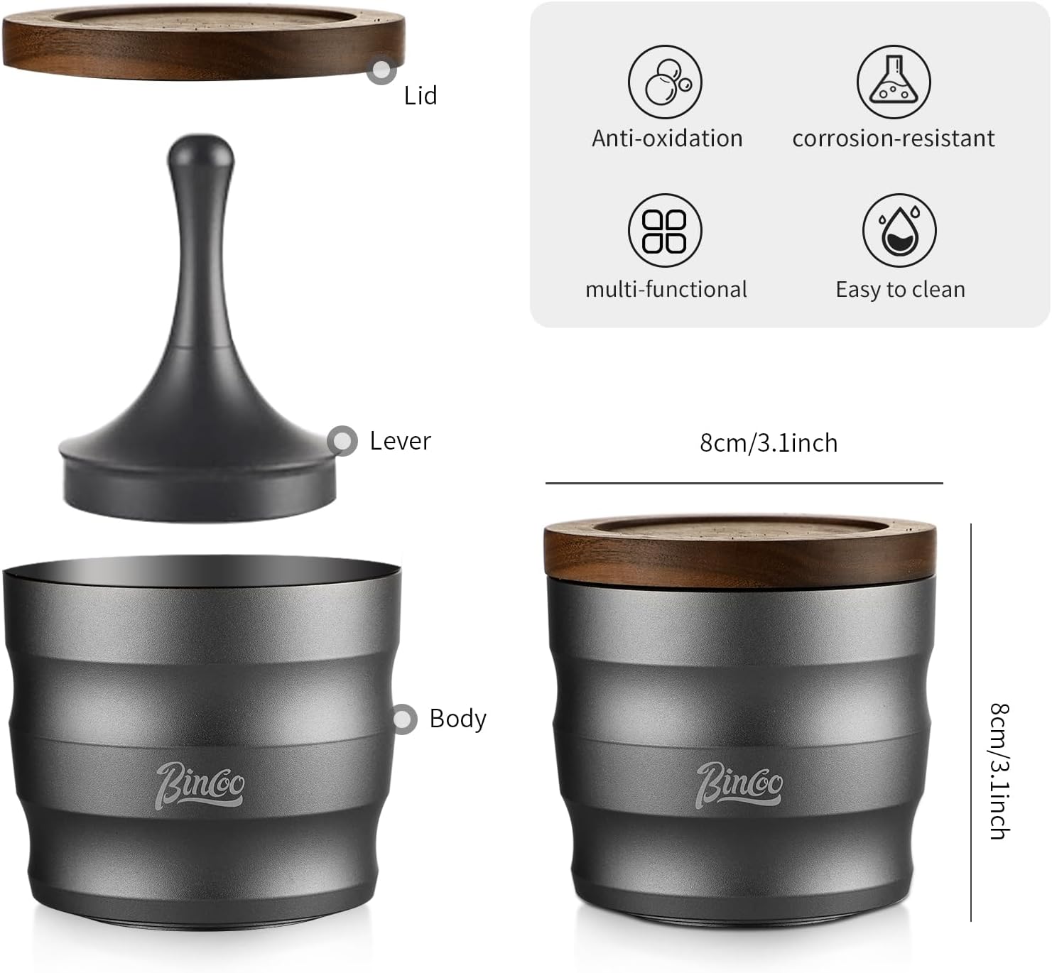 Bincoo Aluminum Alloy Dosing Rings Press for Coffee Powder-Espresso Powder Receiver Cup,Coffee Powder Receiver Container,Espresso Grounds Cup 51mm/53mm/58mm(Sliver)