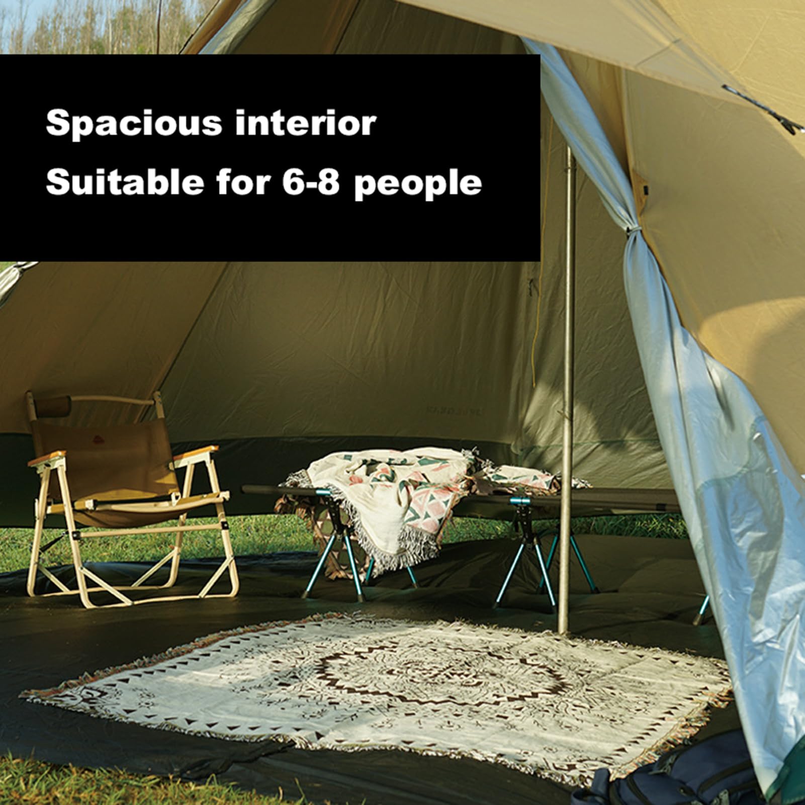 Namiot Gorący, Namiot Zimowy, Tipi,Namiot kempingowy 6-8 osobowy Tipi Hot Tent 4 sezony wodoodporny anty-UV wiatroszczelny namiot rodzinny namiot kempingowy na