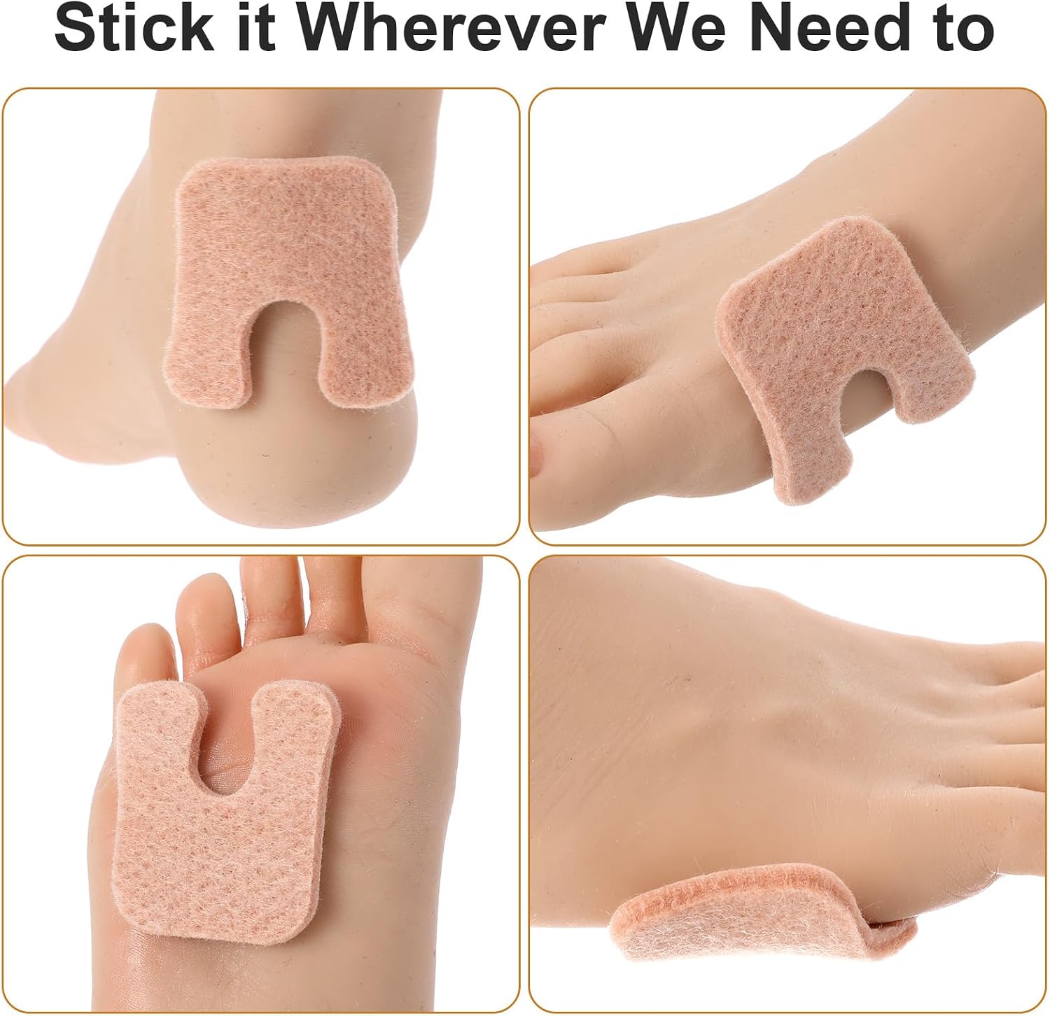 18 PCS Felt Metatarsal Pads, U-Shaped Foot Cushions, Protective Metatarsal Foot Pads for Women, Self-Adhesive Pad for Barefoot, Comfort Felt Forefoot Support for Calluses Heels(White & Skin)