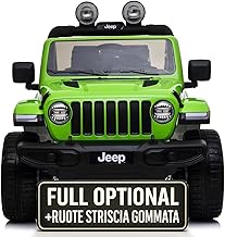 Macchina Elettrica Per Bambini Jeep Wrangler Rubicon Full Optional Auto Elettrica Per Bambini Telecomandata 2 posti Sedile In Pelle Porte Apribili Doppio Motore Elettrico 12V TOYSCAR verde