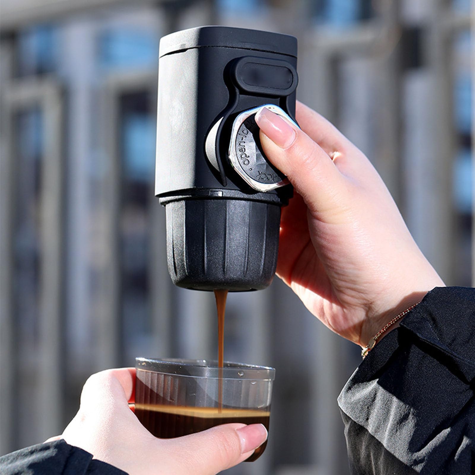 Emoshayoga Cafetera Portátil Máquina de café Manual de Alta Eficiencia para Viajes Al Aire Hogar Acero Inoxidable 304 1 Unidad