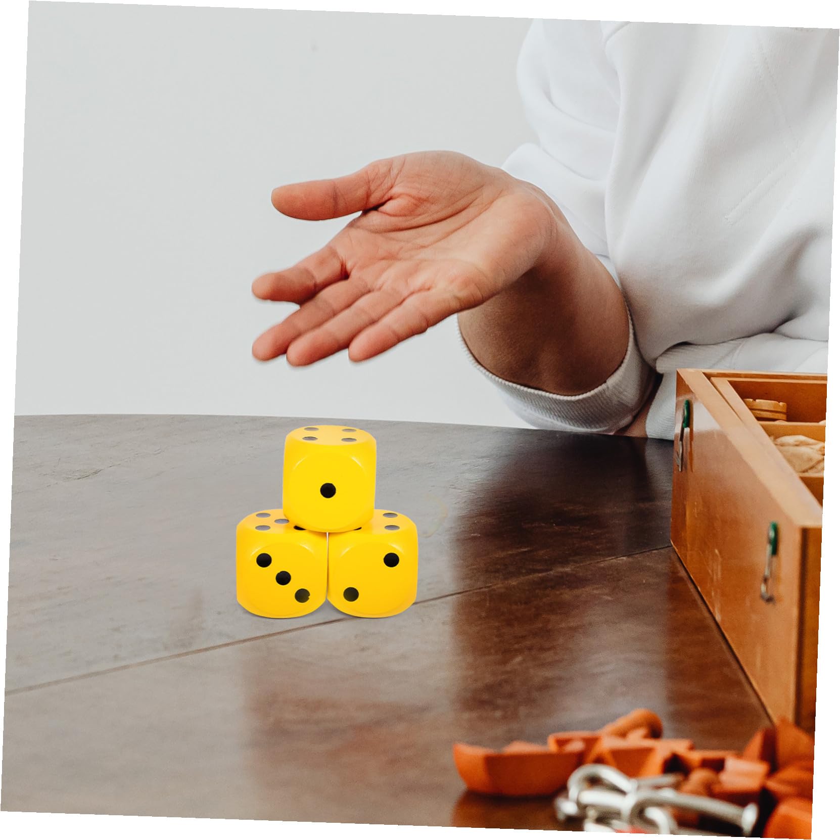 Dés en Bois 4cm, Lot de 3 Pièces, Jaune, pour Jeu de Société