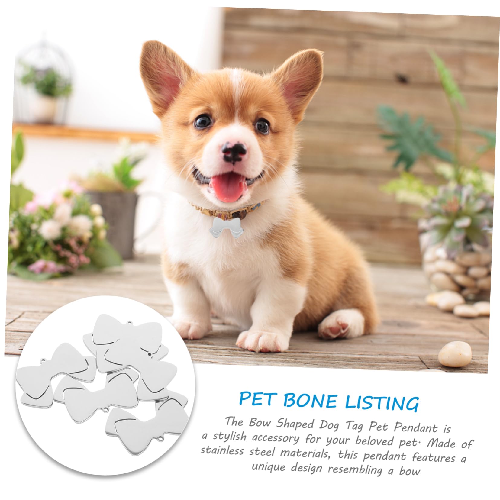 HEMOTON Etiquetas De Identificación Para Mascotas Inoxidable Con Diseño De Lazo Personalizables Con Nombre Teléfono Placas Para Perros Y Gatos Para Collar Compacto 10 Piezas X 5
