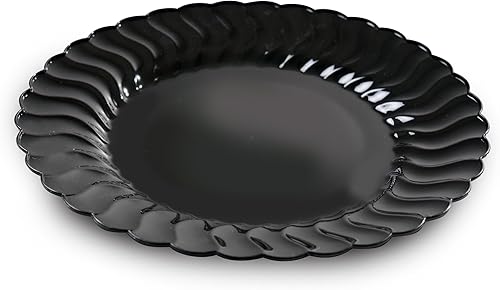 Fineline Settings Flairware - Placa de 10.25 pulgadas con bordes de carcasa negra, 144 piezas