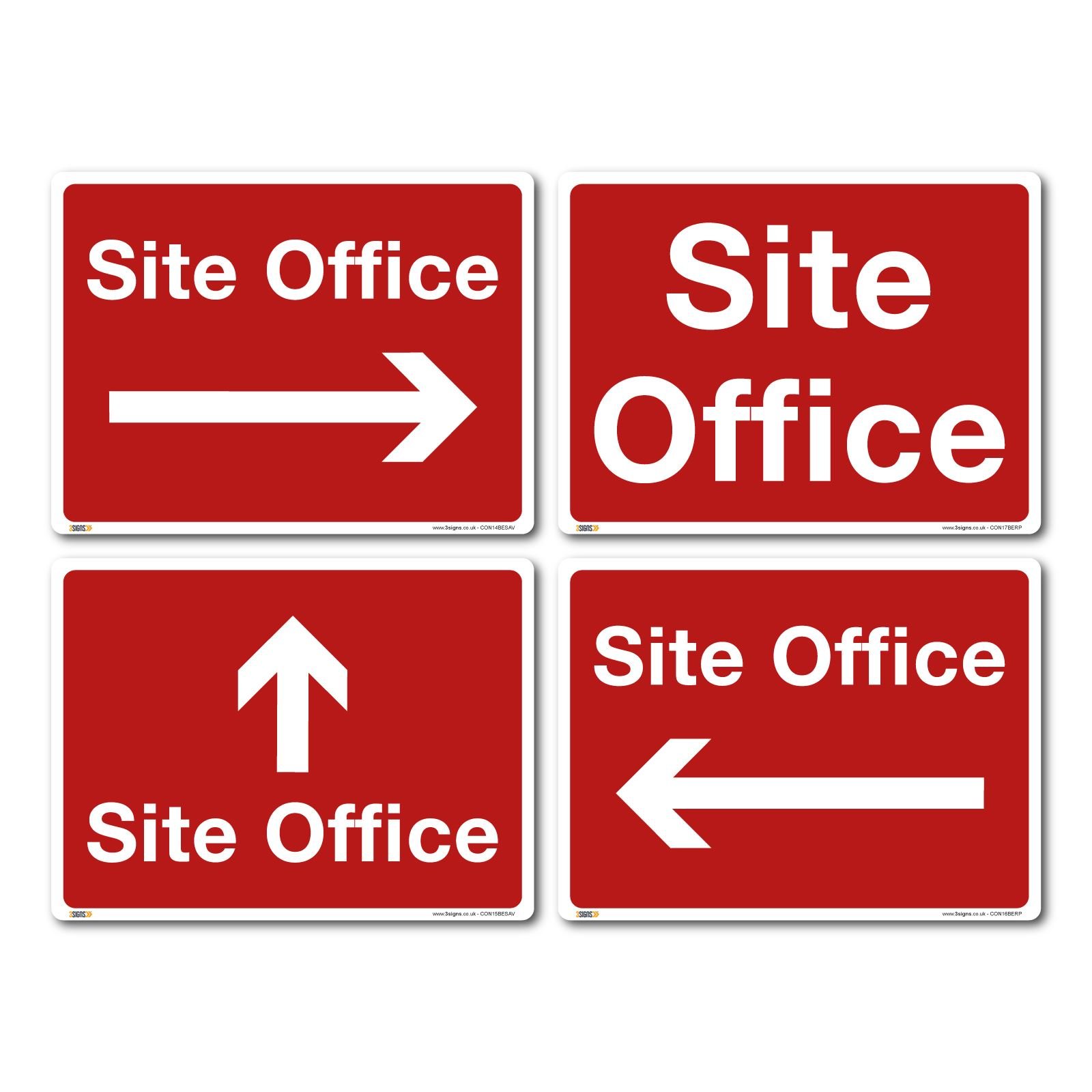 Pack of Site Office Signs - A3 1mm Rigid Plastic Sign - Construction Site Safety