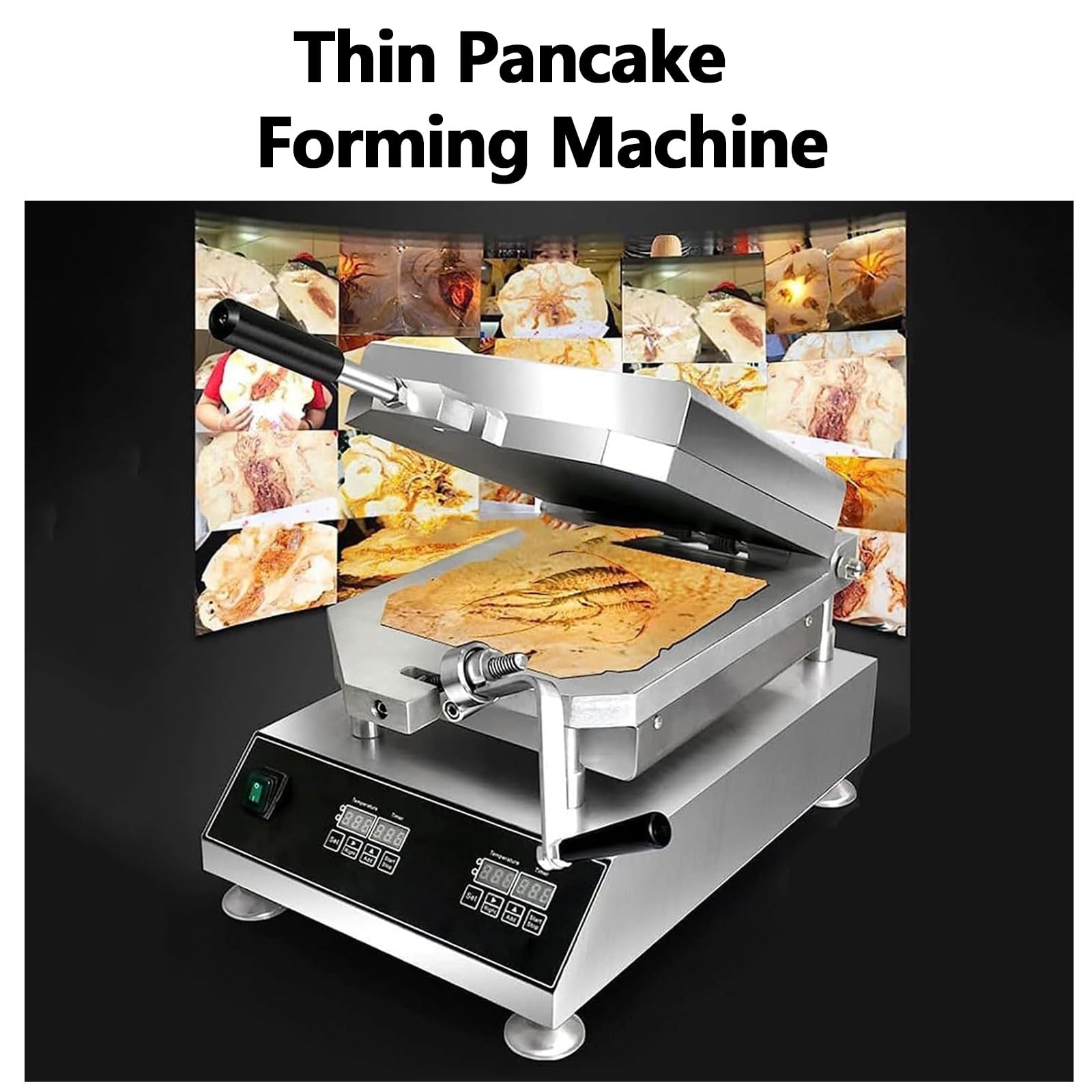 Macchina per Tako Senbei di Gamberi Macchina Automatica per Biscotti di Pesce da 2800W,Regolabile da 50 a 299°C,Macchina per crêpe per Uso Domestico E Commerciale