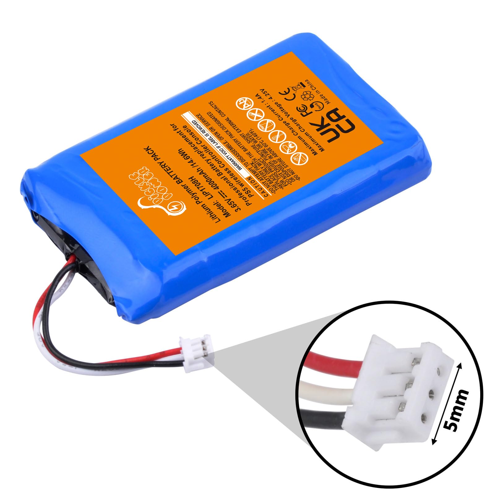 Pickle Power 4000mAh Batteria per Controller PS5, LIP1708 Batteria Ricambio per Sony Playstation 5 DualSense CFI-ZCT1W Wireless Controller