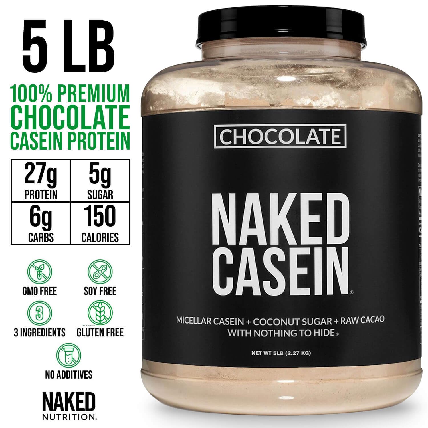 NAKED Chocolate Casein - Chocolate Micellar Casein Protein - 5 Pound Bulk NSF Certified GMO-Free Gluten-Free Soy-Free Preservative-Free - Stimulate Muscle Growth - Enhance Recovery - 60 Servi product thumbnail 5
