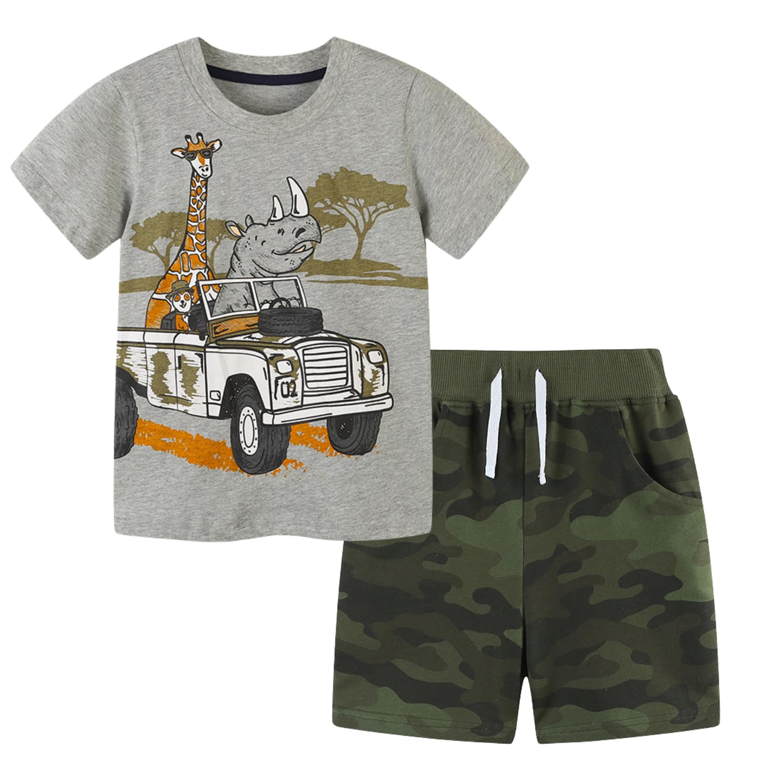 Toddler Boy Clothes Cartoon Cotton Summer Short Sleeve T-Shirt and Shorts Kids Outfit Set 2-7 Year