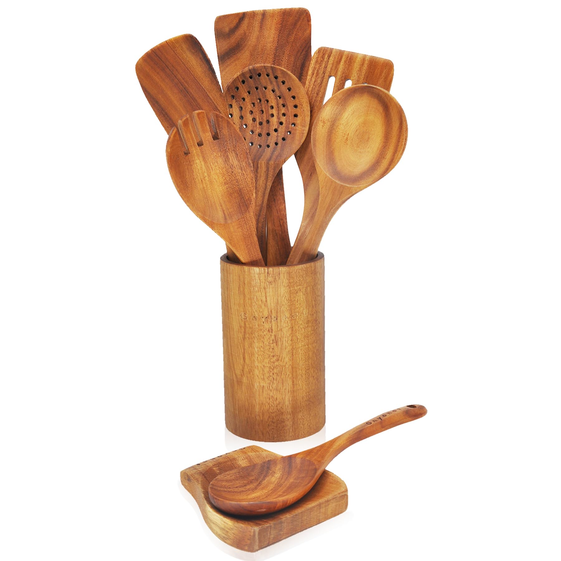 Wooden Spoons for Cooking,9 Pcs Wooden Utensils for Cooking Teak Wooden Kitchen Utensil Set Wooden Cooking Utensils Wooden Spatula for Cooking