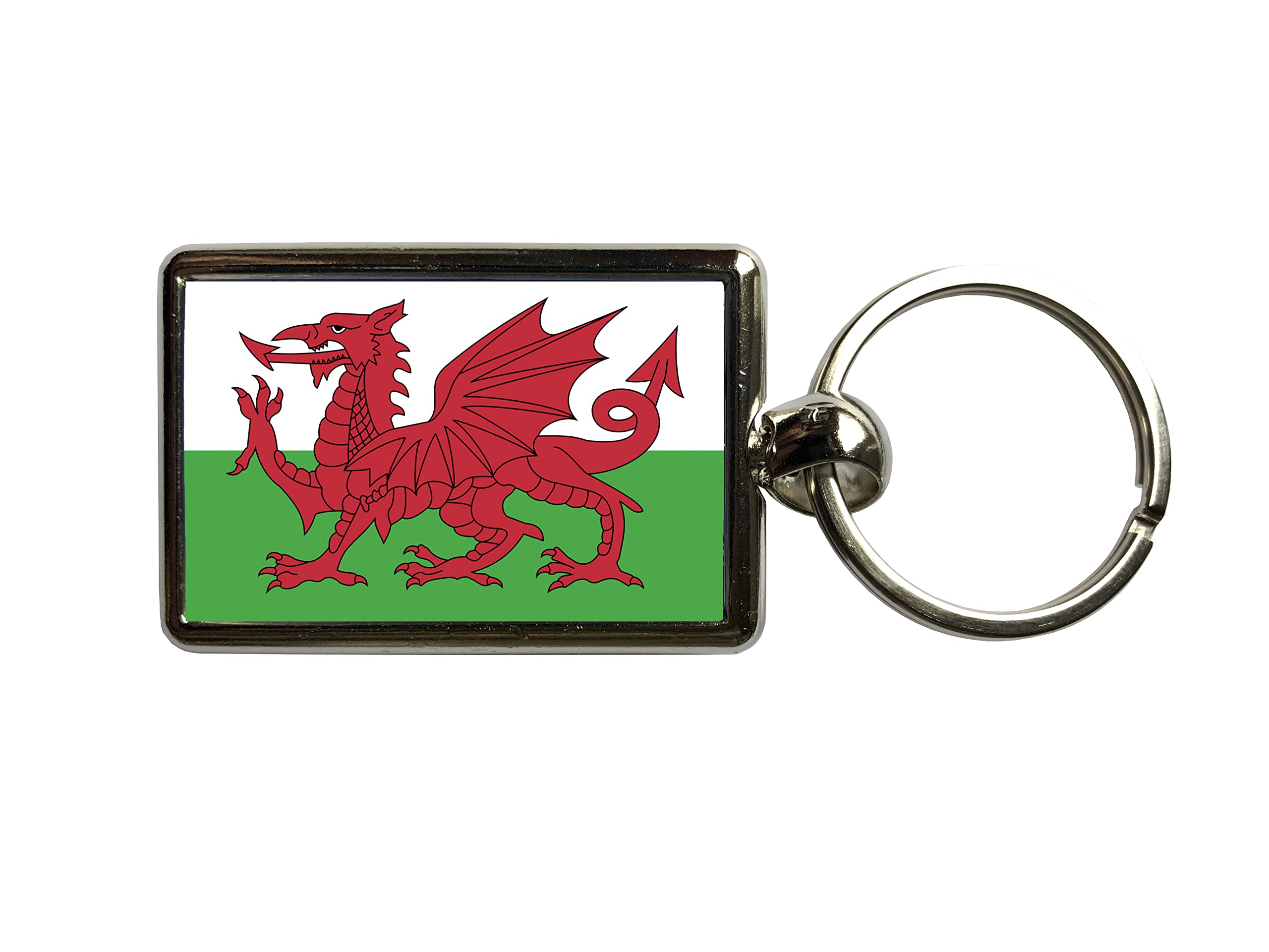 Super Universe Unisex Silver Flags Of The World Welsh Flag Metal Keyring 3 X 4.5 Cm