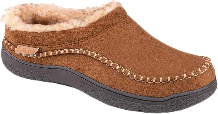 Zigzagger Mens Slip On Moccasin Slippers, Indoor/Outdoor Warm Fuzzy Comfy House Shoes, Fluffy Wide Loafer Slippers,Cold Tawny, 9-10 & 10.5 DM US