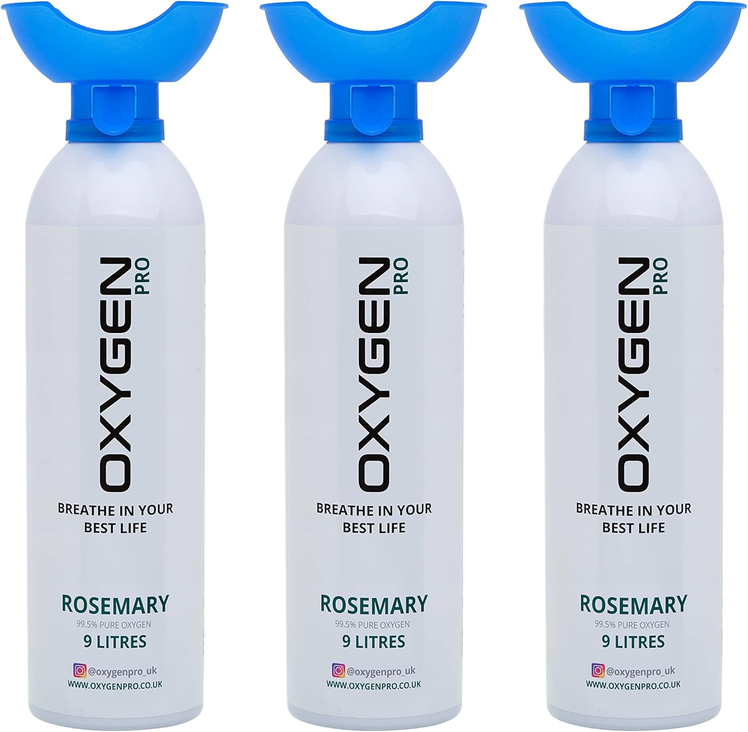 Oxygen Pro Canister Inhaler Cup - 3 x 9 litres of 99.5% Pure Oxygen ...