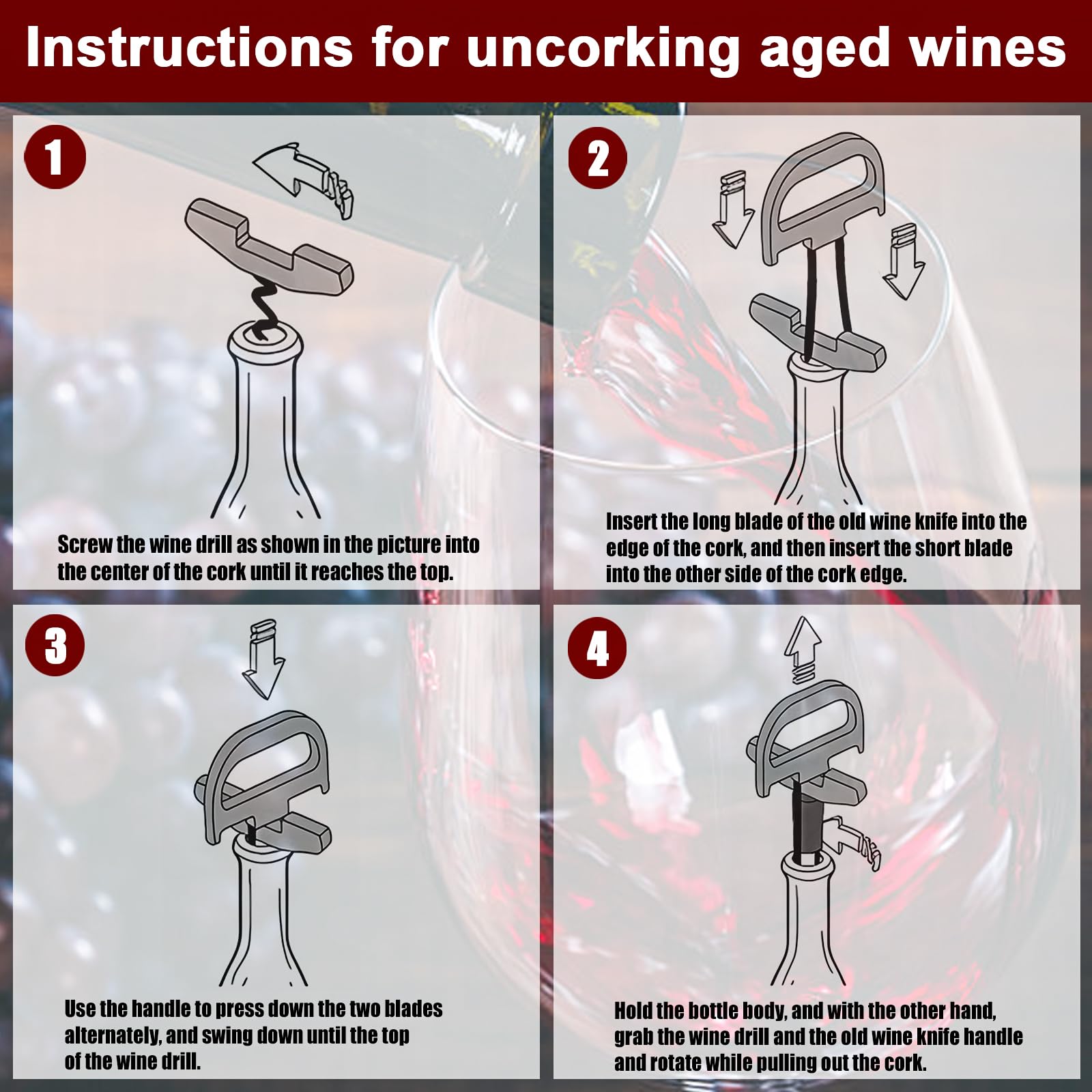 ZONSUSE Ah So Ouvre-bouteille pour Bouchons Cassants,Tire Bouchon pour Vieux Vins,Tire-Bouchon Double Prong pour Bouteille Vintage,Idee Cadeau Original pour Amateurs de Vins Agés (Élégant Cyan)