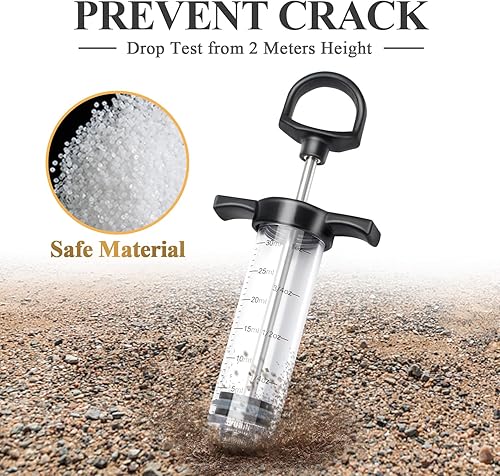 Miniatura 4 de Tri-Sworker Kit de inyector de carne de plástico para fumador con 2 agujas de jeringa de alimentos de sabor, ideal para inyectar adobo en Turquía,