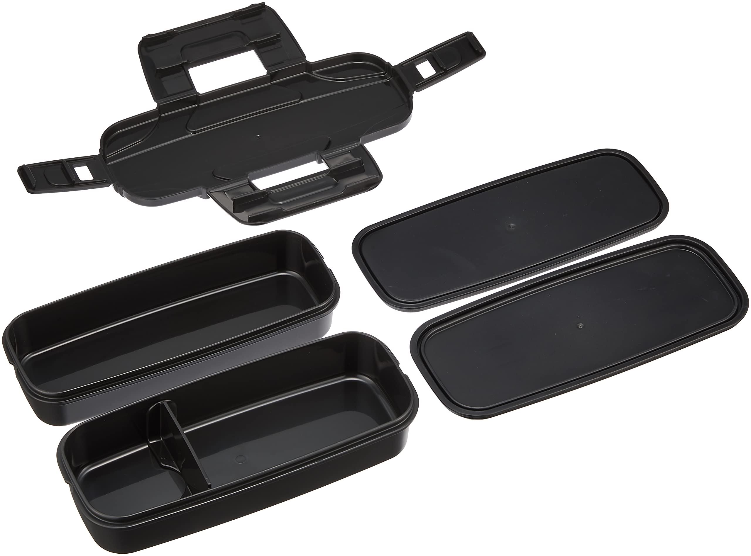 OSK BLW-26H Men's 2-Tier Lunch Box, Lock Four, 16.9 fl oz (510 ml) + 15.3 fl oz (440 ml), 4 Lock / Partition Not Included, Easy to Clean, Silver Ion, Made in Japan, Dishwasher Safe