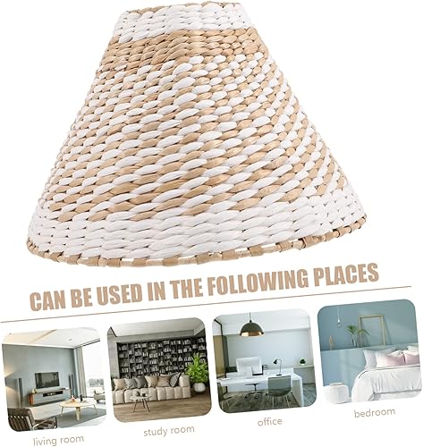Miniatura 3 de LIFKOME Pantalla tejida para lámparas de pie de mesa, cubierta de luz de tejido retro, pantalla decorativa para sala de estar, dormitorio, estudio,