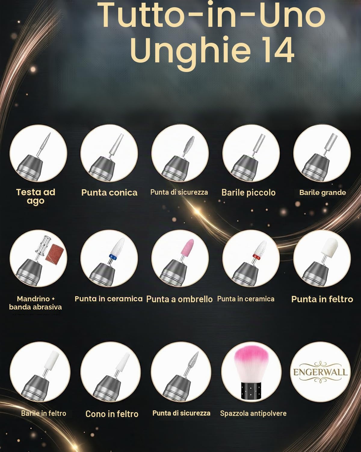 Fresa per Unghie Professionale con Motore Brushless 40000 RPM | Motore Brushless, 40000 RPM, Autonomia 24H Lima Elettrica Ricaricabile, Lega di Alluminio, Display HD Touch, Kit 13-in-1