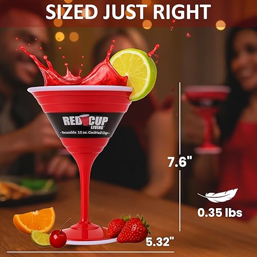 Vista 6 de Red Cup Living Vaso de cóctel reutilizable, 12 onzas, rojo Taza de cóctel de 12 oz - Rojo