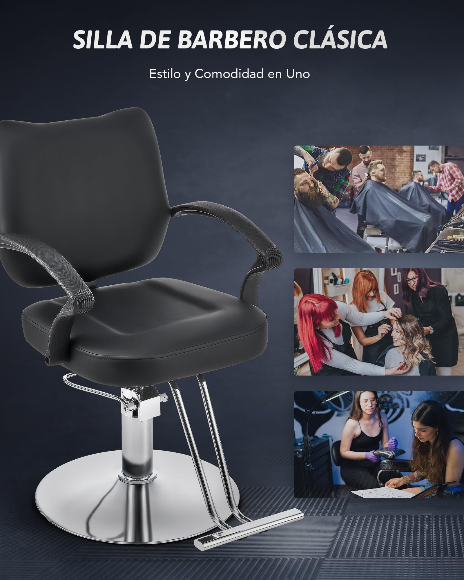 CO-Z Sillón Peluquería Profesional con Bomba Hidráulica Silla de Peluquería con Giro de 360° de Altura Ajustable de 10 cm, Capacidad 250KG Sillón de Barbero para SPA, Belleza