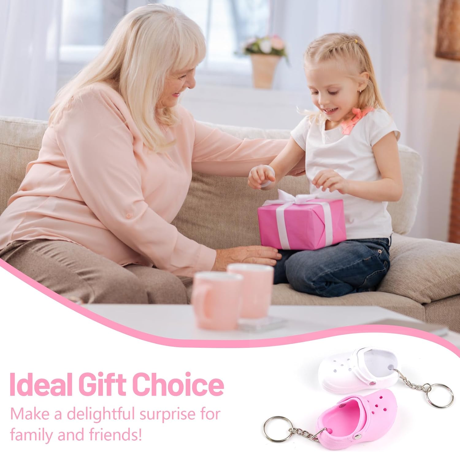 Vaktop Croc Keyring, 6pcs Mini Croc Shoe Keychain, Funny Slippers Keychains, Shoe Charms Keyring Bag Pendant Accessories for Girls Boys Adults 6