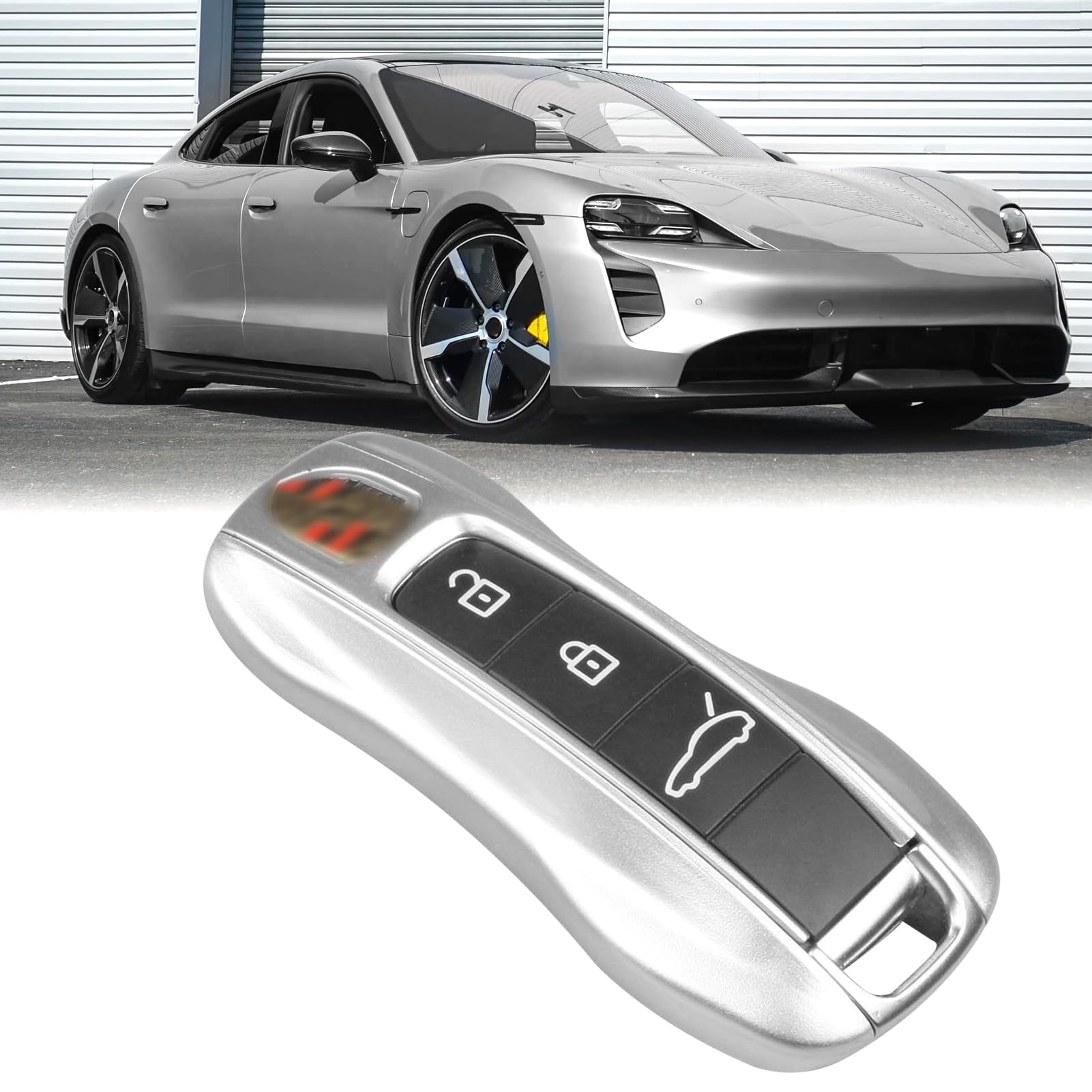 Jaronx Compatible with Porsche Key Fob Cover, Compatible with Porsche Cayenne Panamera Key Fob Cover 2018-2024, Compatible with Carrera Taycan Accessories 2020-2024 (Dolomite Silver-New)Global Recycled StandardGlobal Recycled StandardGlobal Recycled Standard