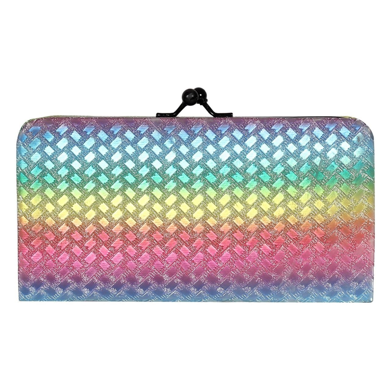 AJUS 3D Bricks Checks Design Premium Collection Pu-Leather Shining & Glittering Material Hand Wallet/Clutch,Purse, Slim Ladies Purse