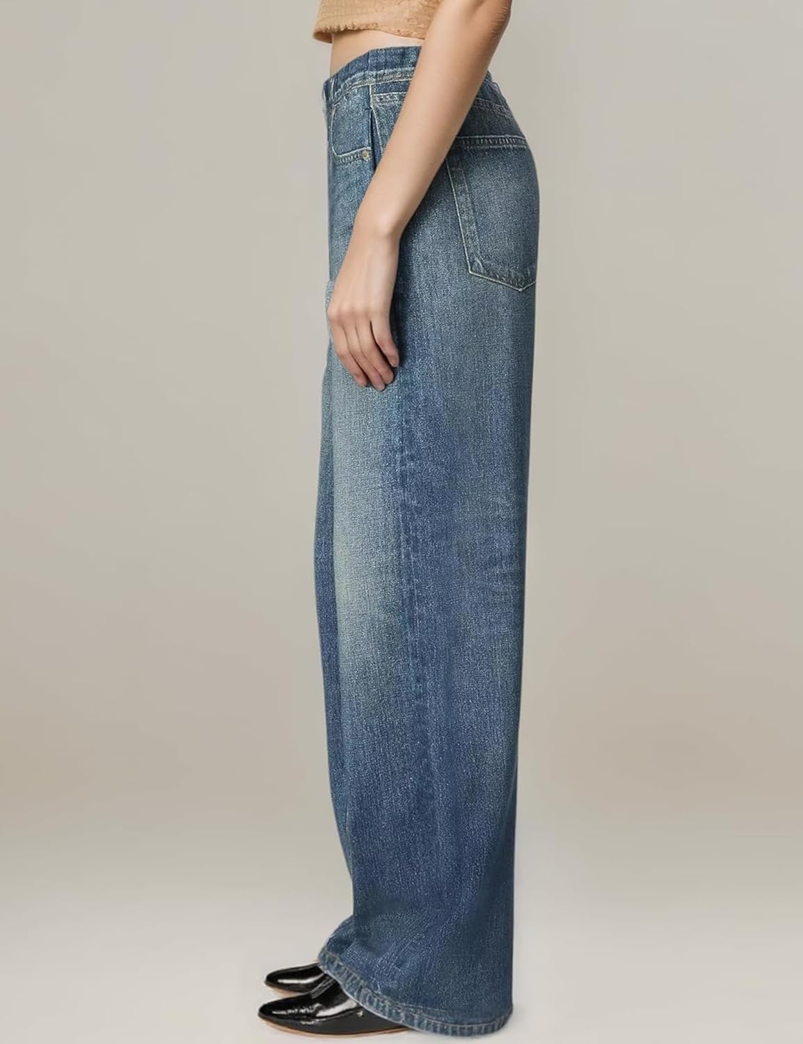 French Terry Sweatpant Jeans Denim Sweat Pants Look Like Jeans Baggy Wide Leg Stretch Pants Jeggings for Women Trendy