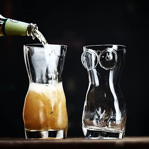 Miniatura 3 de Vasos de cerveza con forma de cuerpo, vasos de vidrio transparente para hombres, duraderos y elegantes para cócteles, cerveza, vino y licor,