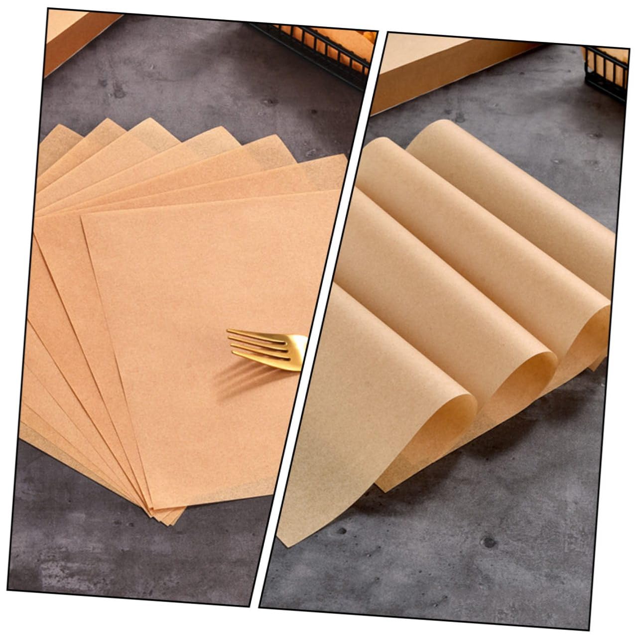 Papel Kraft para Hornear Absorbente de Grasa 500 Hojas Tamaño Compacto Color Caqui Adecuado para Bocadillos y Platos Desechables en Cocina Americana