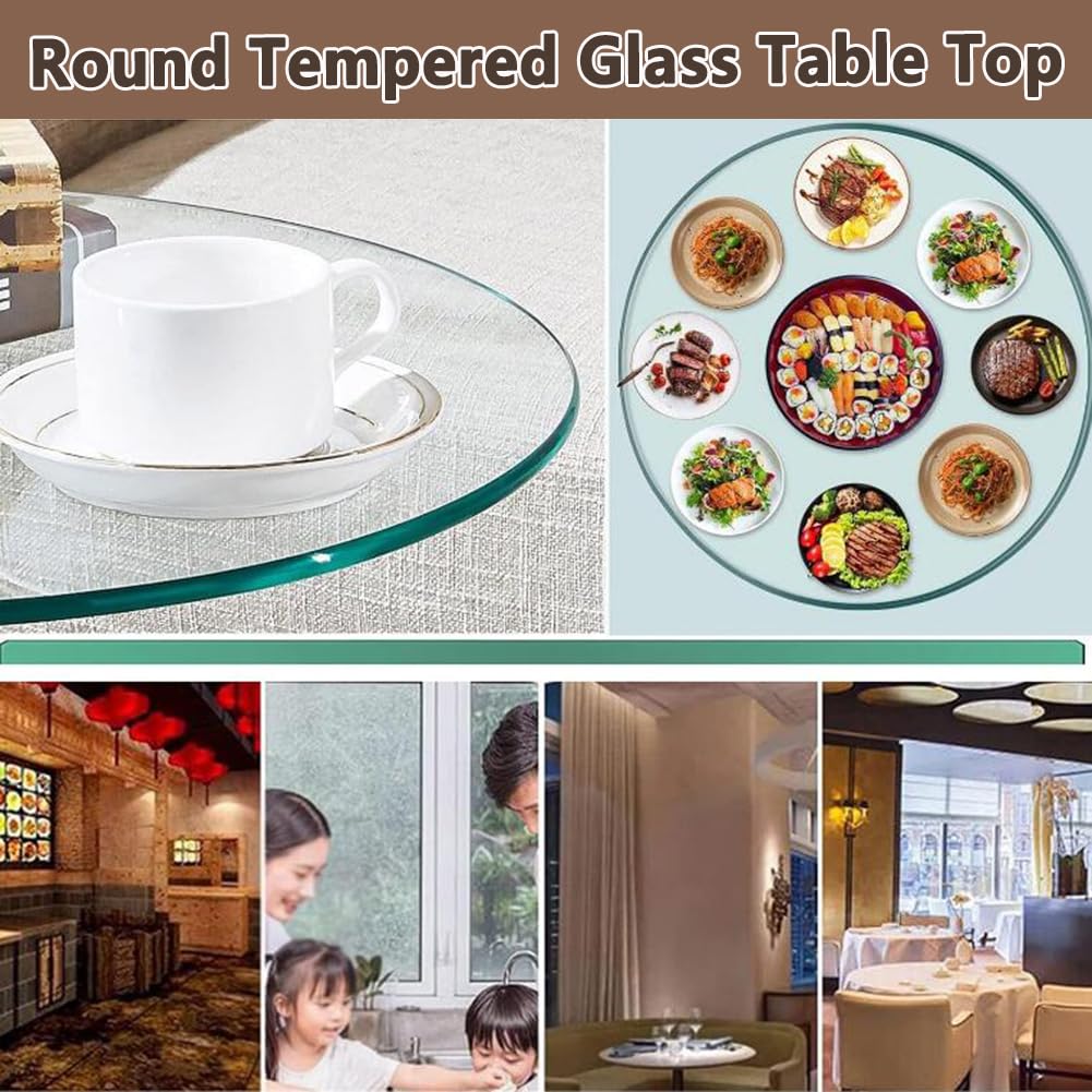 Vetro Temperato Pigro Giradischi per Tavolo da Pranzo Superficie Spessa 3/8 Piano del Tavolo Trasparente Bordo Lucidato A Matita Multiuso Tavolo da caffè Tavolo da Ristorante(Size:100cm)