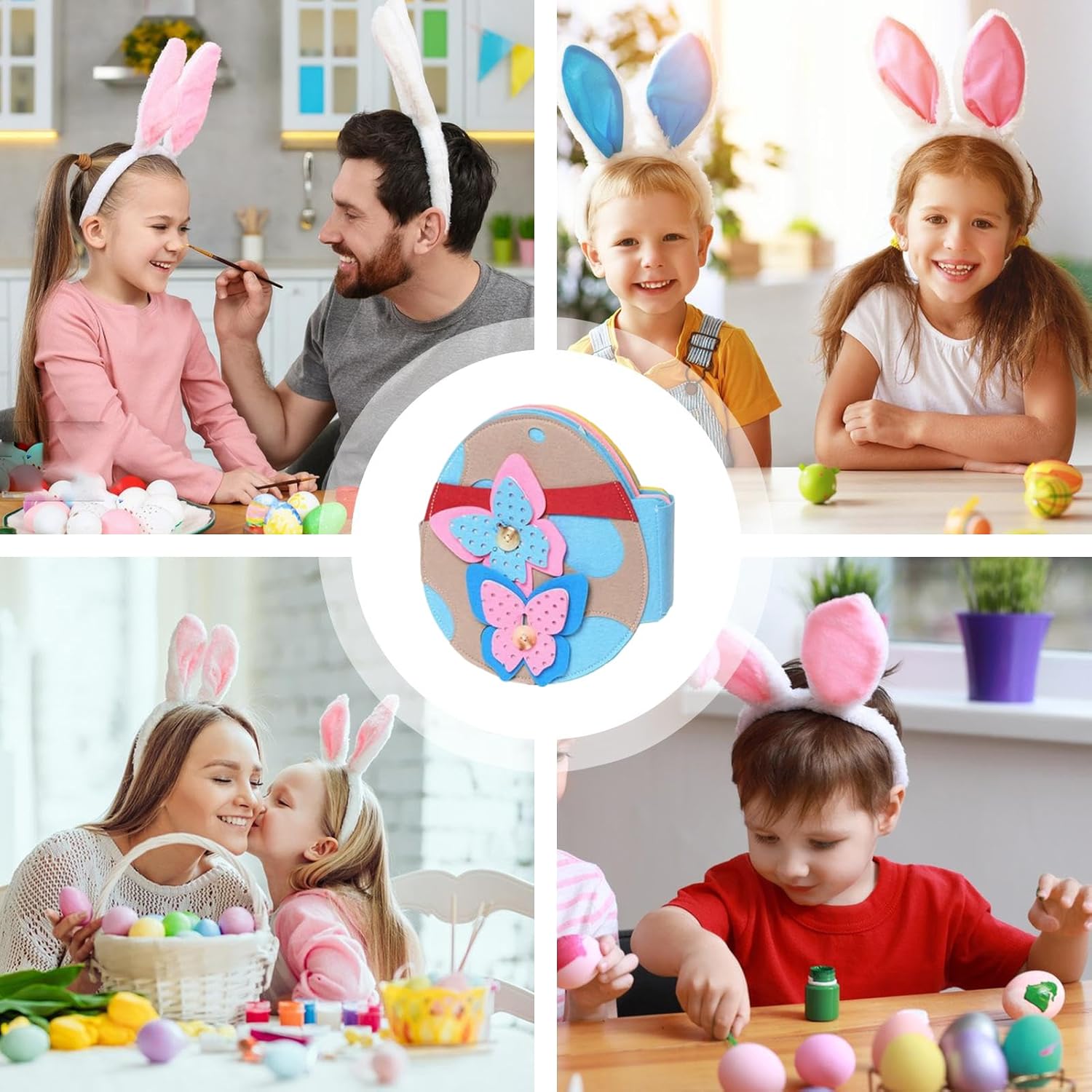 Easter DIY Crafts - 25x30x2.5cm Egg Shape Book DIY Toys Kit | Cute Egg Decor Felt | Spring Craft Kit | for Boys Girls Preschool Kindergarten Home Travel Basket Stuffers Festive Kid Activities