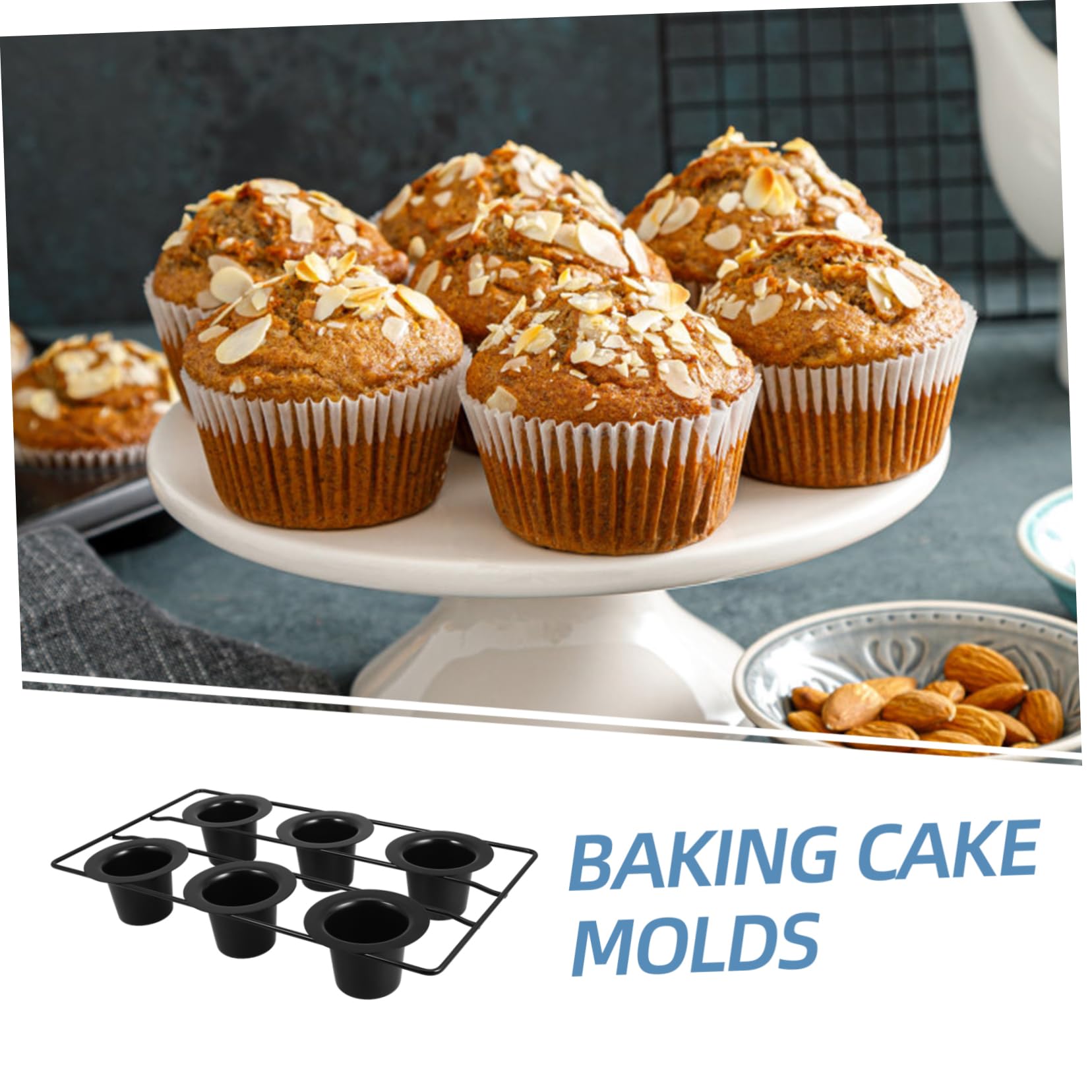 Donut Form Muffinform aus Kohlenstoffstahl mit Antihaftbeschichtung 6 Tassen Design Schwarz zum Gleichzeitigen Backen von Muffins oder Cupcakes für Besondere Anlässe und Private