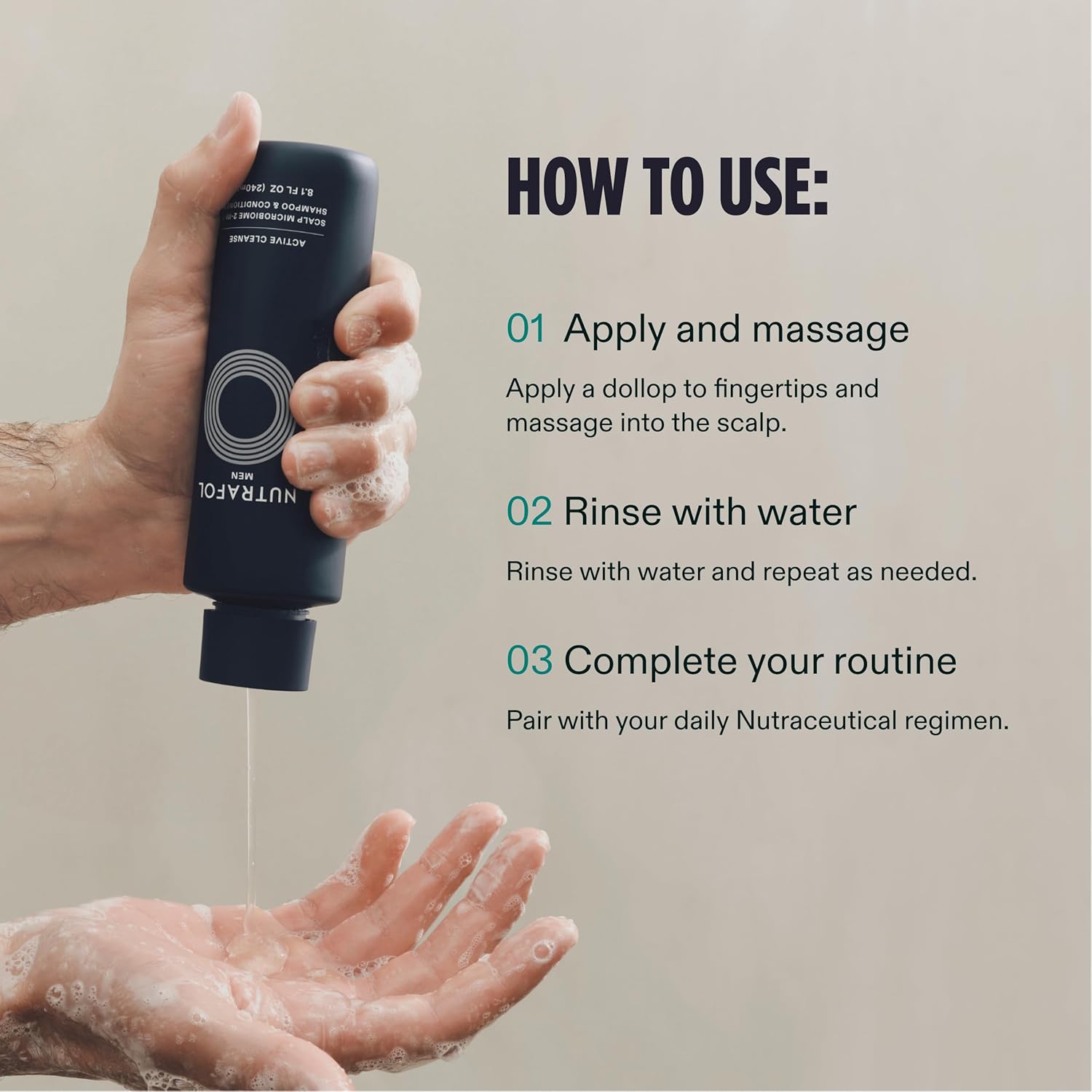 Nutrafol Men's Shampoo and Conditioner 2-in-1, Cleanses, Hydrates, Unclogs Pores, Improves Hair Volume & Strength, Physician-formulated for Thinning Hair, Color Safe, Sulfate Free - 8.1 Fl Oz Bottle - Image 9