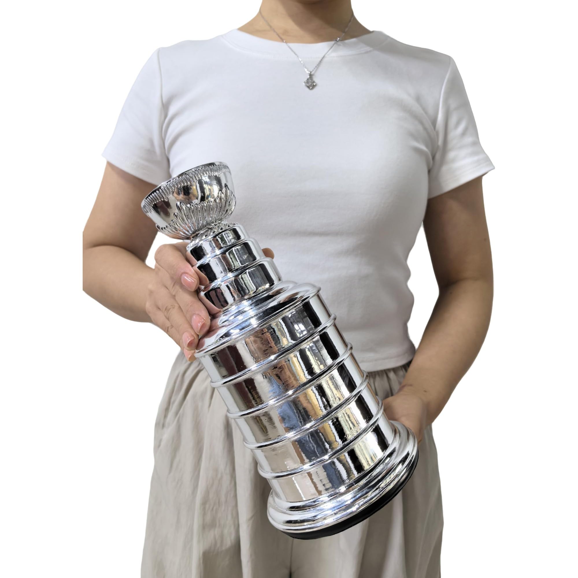25,4 cm silberne Eishockey-Champion-Trophäe, Miniatur-Stanley-Cup-Nachbildung, Chrom-Silber-Hockey-Fans, Spieler, Trainer, Sammler-Geschenk