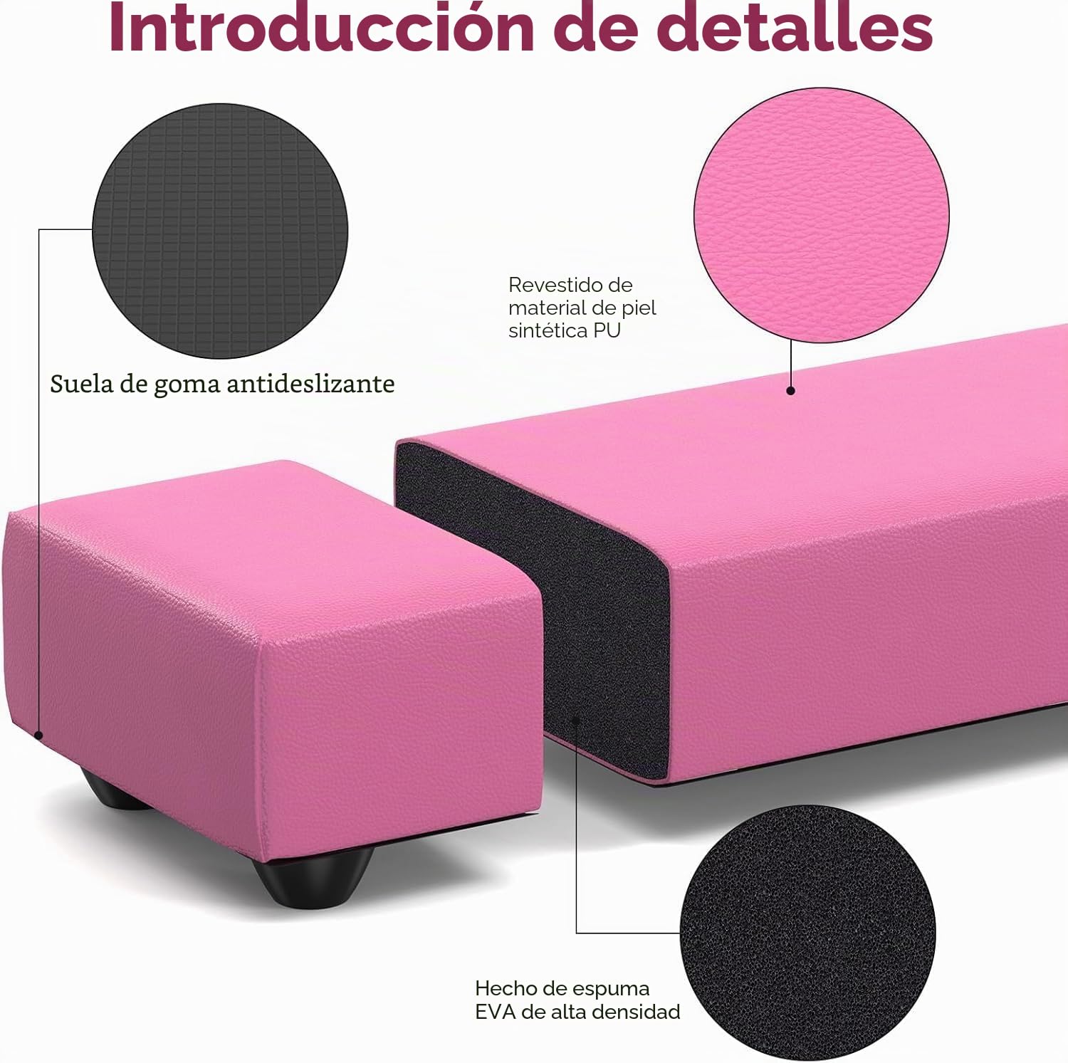 Viga de Equilibrio para Gimnasia, Barra de Gimnasia Plegable 2,1 m/220 LB de Piel sintética Plegable para Entrenamiento en casa