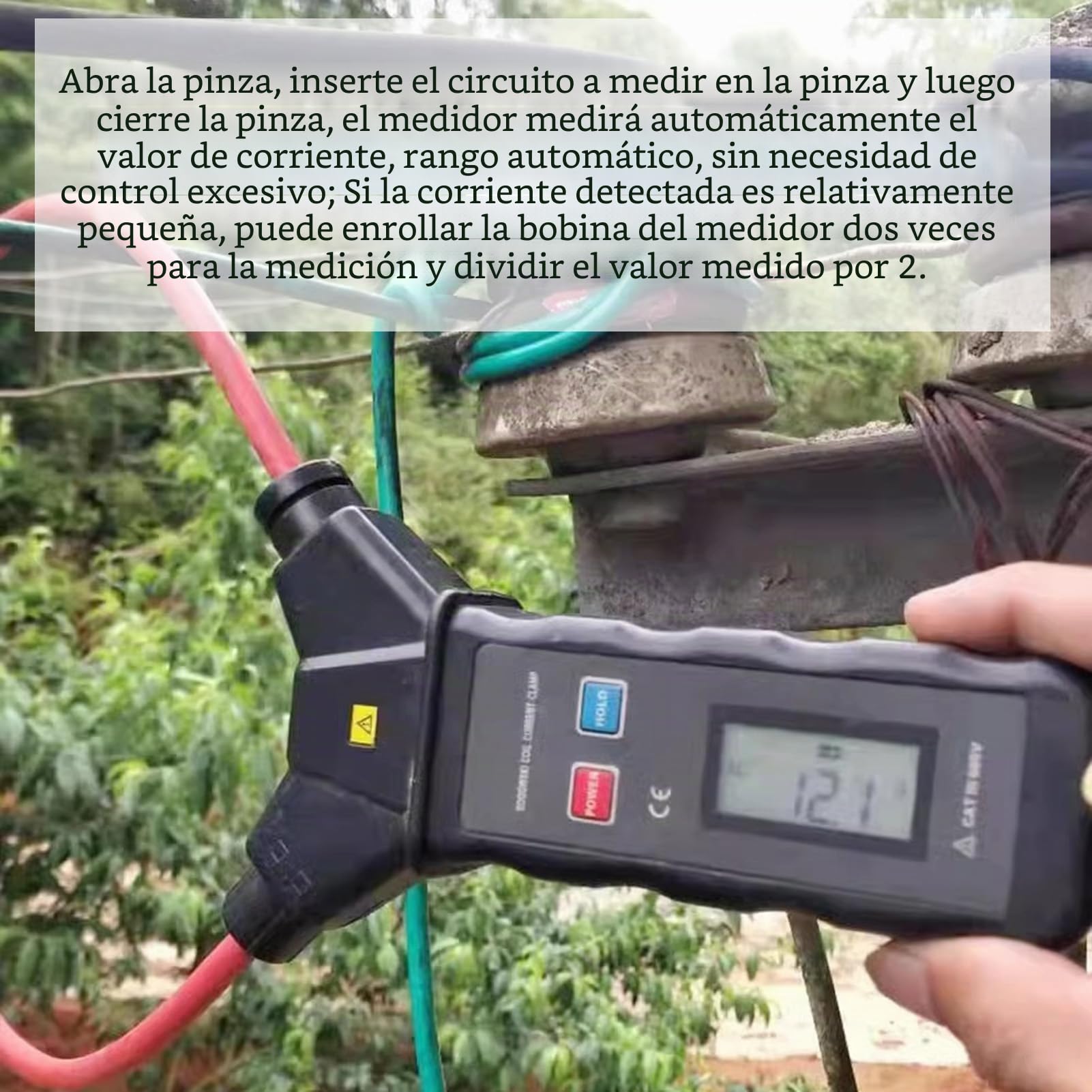 Pinza Amperimétrica CA de 5000 A y 6000 V con Pantalla LCD Retroiluminada y Bobina Flexible, Pinza Amperimétrica Grande