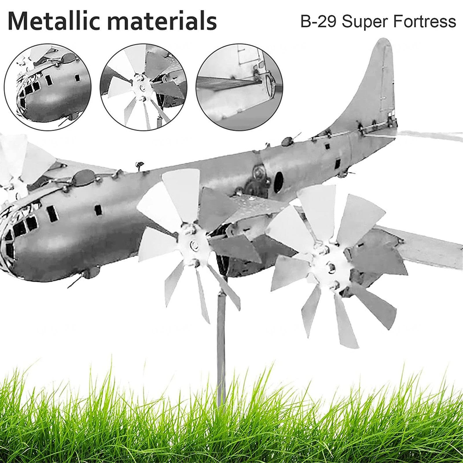 B29 Superfortress Windspiel, Metall Windmuehle, Gartendekoration Metall, WindfäNger, füR Garten Balkon Rasen Garten Dekoration