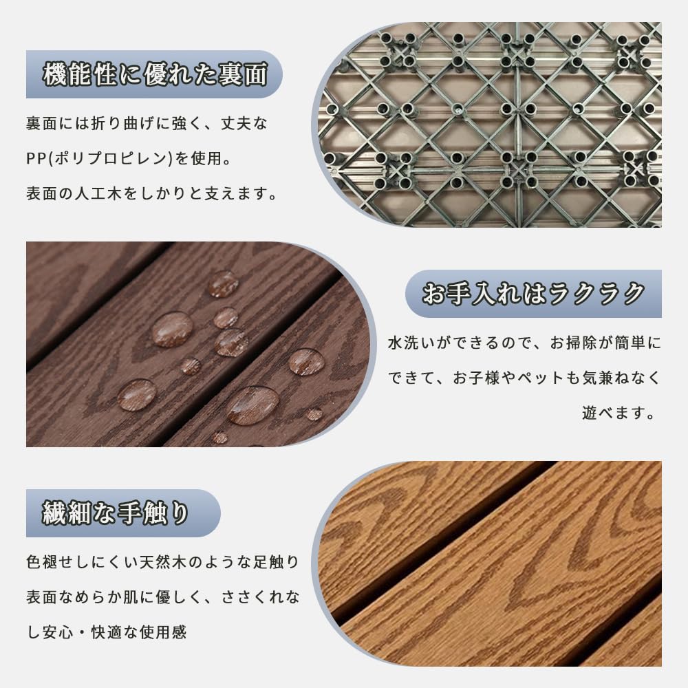 値下げ　新品.未使用❤️人工ジョイントパネル30×30×2cm 30枚 Amazon | ウッドパネル 人工木 【30枚】 ジョイント式 敷くだけ 置く