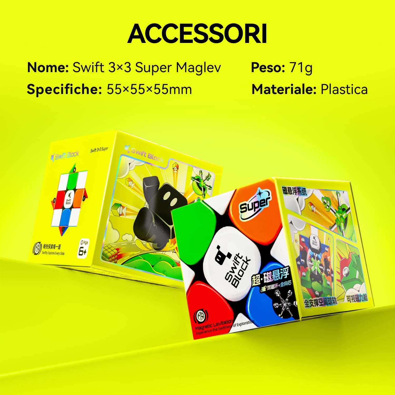 Cubo di Velocità Professionale Magnetico 3x3 Super Maglev con 71g Leggero, 76 Magneti Integrati, Rotazione Fluida, Speed Cube Ideale per Principianti e Bambini, Idea Regalo (Superficie UV)