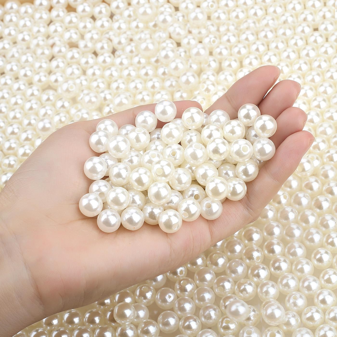 DUQGUHO 500-Piece 10mm White Pearl Beads