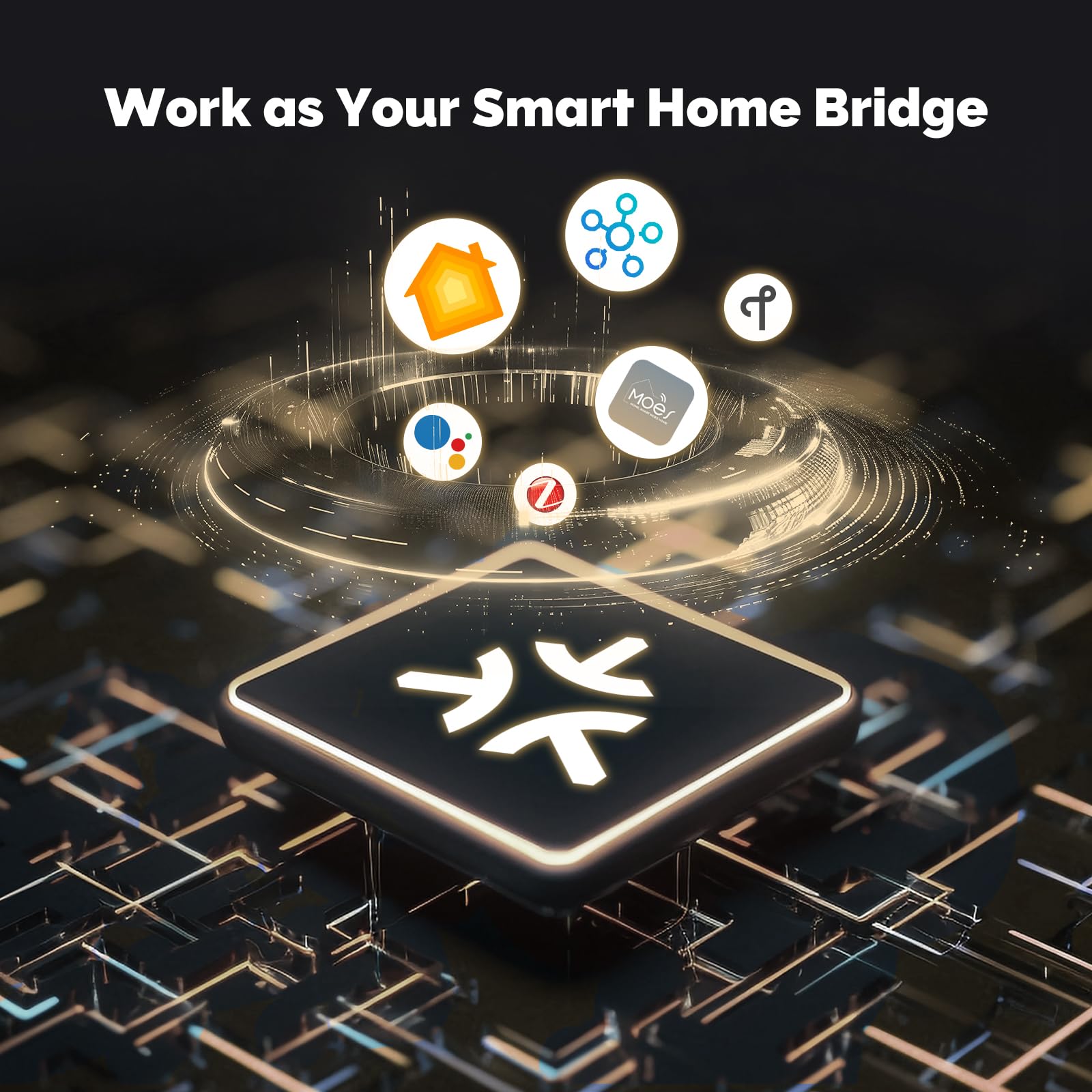Gateway Matter con ZigBee 3.0 + WiFi 2.4G, APP TUYA Smart Life, Conexión LAN, 5V 1A, IP20, 90x90x22mm, Hub Domótica Casa Inteligente