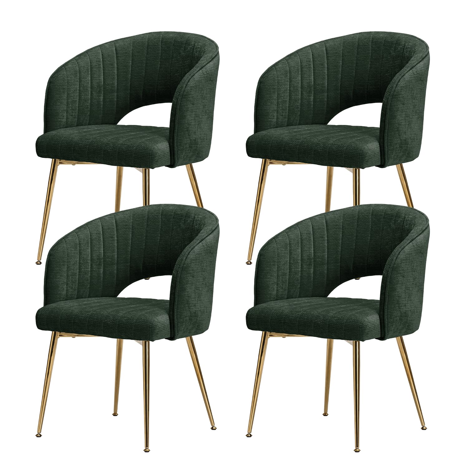 Set di 4 eleganti sedie da pranzo in ciniglia con gambe curve, imbottite, comode per cucina, soggiorno e camera da letto, mobili eleganti e versatili per la casa