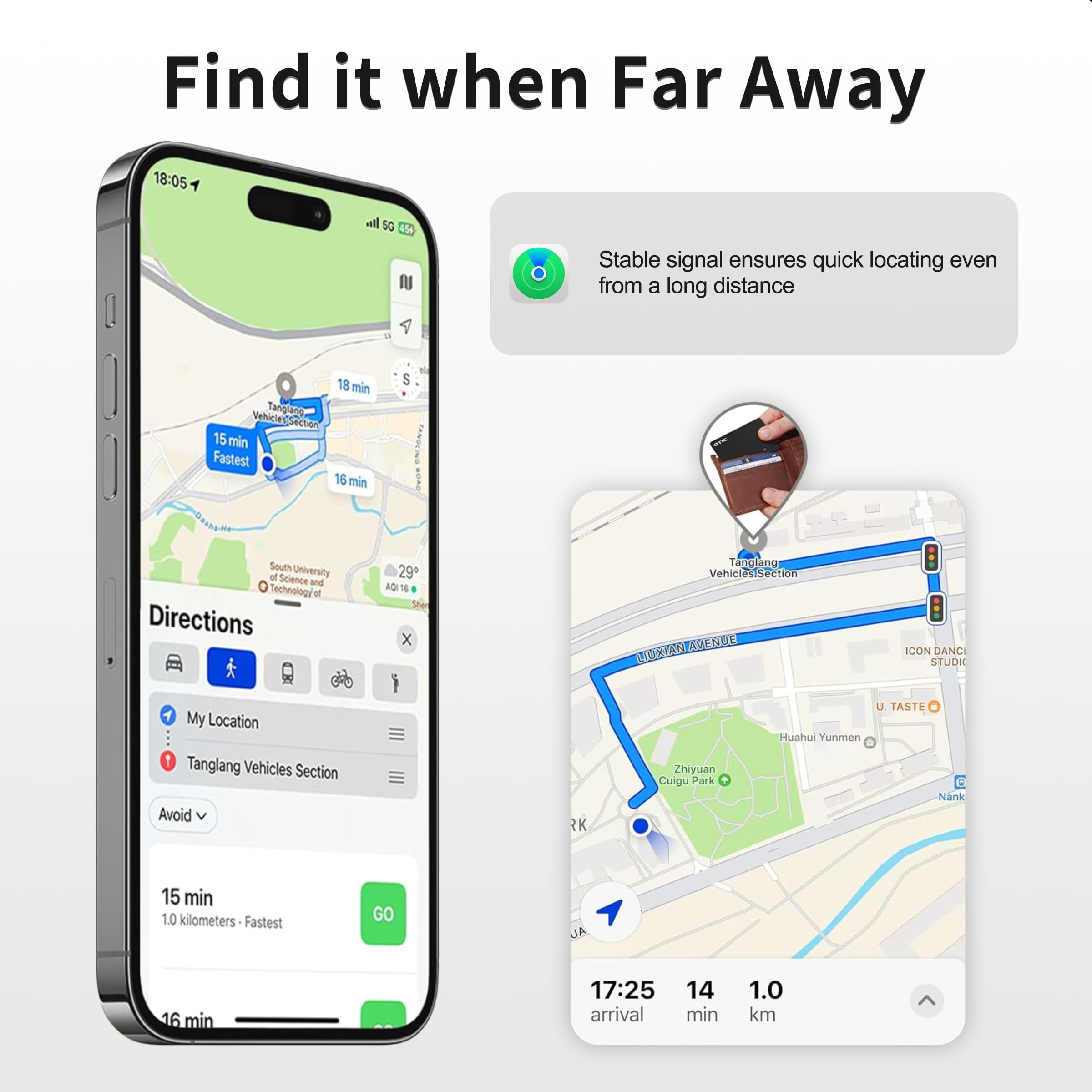 OTIC Custodia per portafoglio, ultra-sottile da 1,7 mm, ricaricabile, funziona con Apple Find My (solo iOS), localizzatore di oggetti per etichette bagagli, passaporti, telefono, impermeabile IP67