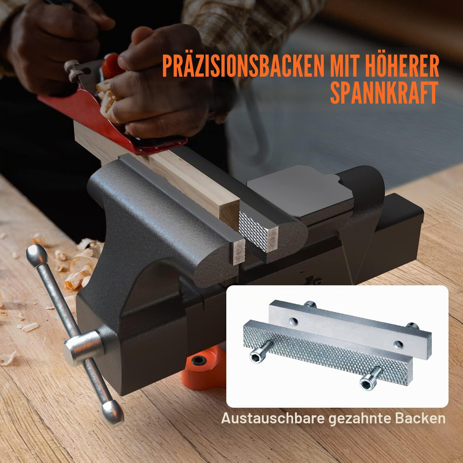 VEVOR 15,2cm Schraubstock 360° Drehbar Sphäroguss Werkbankschraubstock 7,3x8cm Amboss Schraubstock 15cm Backenöffnung Parallelschraubstock U-förmige Führungsstange zum Schärfen Schleifen Schneiden