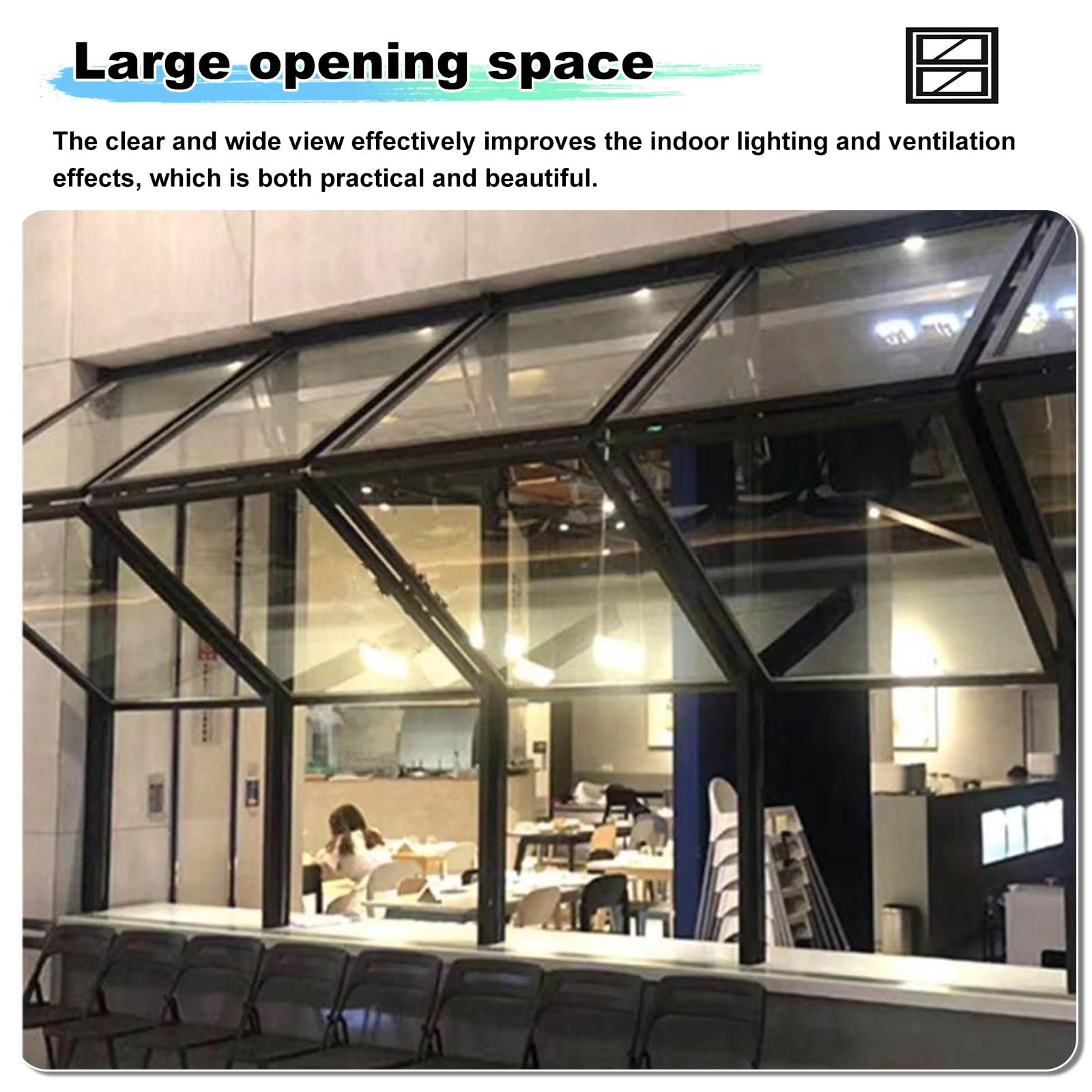 Faltbares Doppelschiebefenster Aus Aluminium,Vertikales Servicefenster, Mit Gehärtetem Sicherheitsglas, Abschließbar, Flächenbündiges Design, Für Imbisswagen, Gastronomie, Café